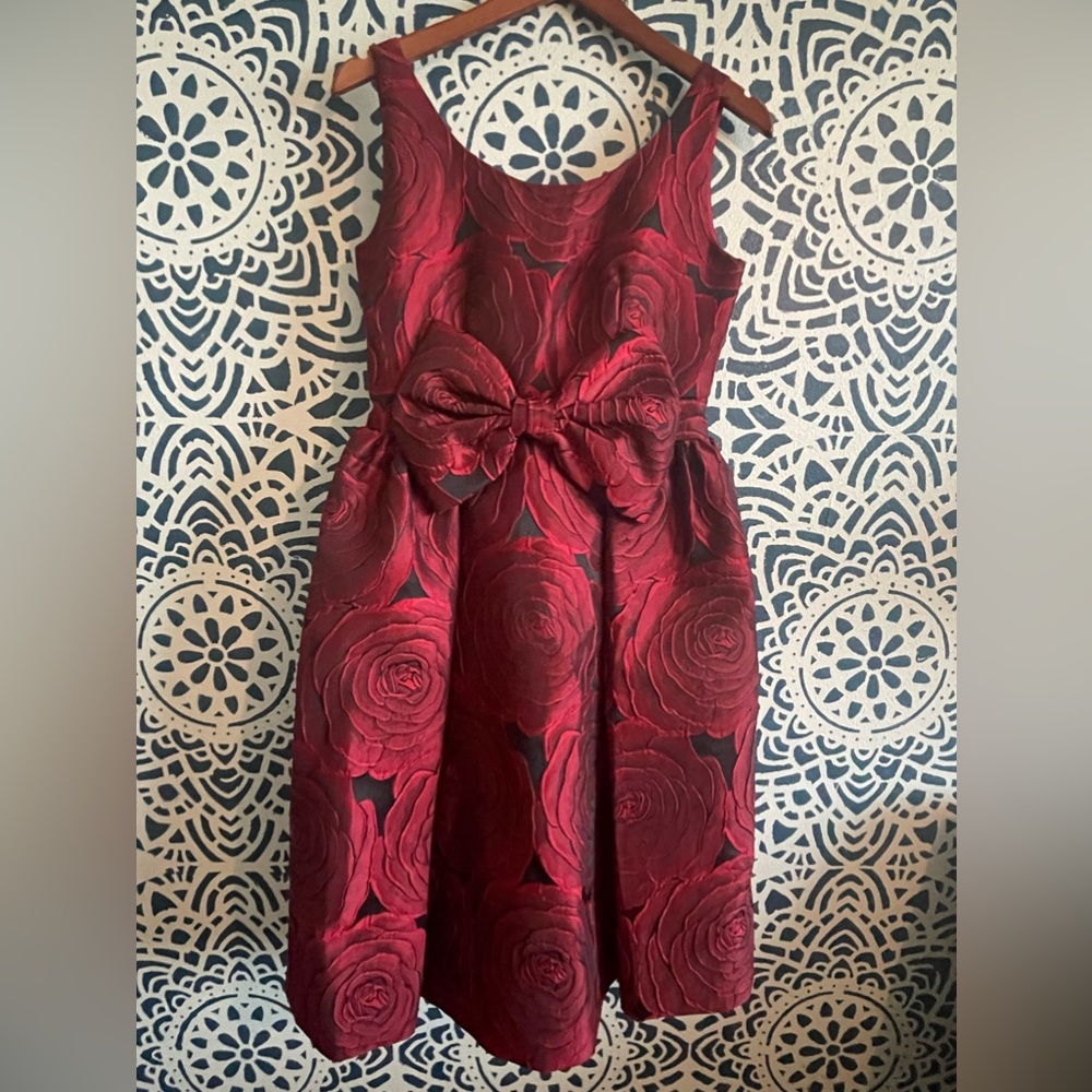 Kate Spade red rose bow size M cocktail dress
